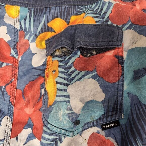 O'Neill Boardshorts Mens Size 32 Swim Trunks Shorts Hawaiian beach Floral - Picture 5 of 6